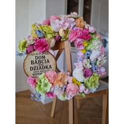 Wieniec wiosenny kwiatowy na drzwi Kolorowy Ogród Eksplozja Kolorów 50 cm